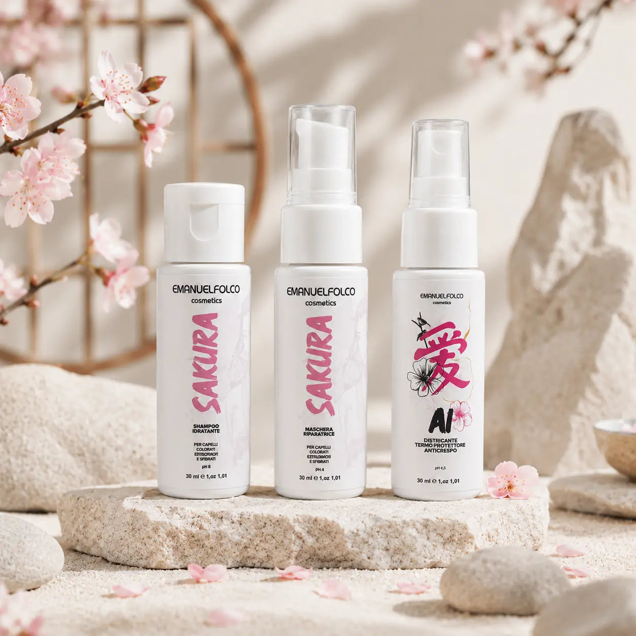 Miyabi Kit Sakura Shampoo + Sakura Mask + Ai Termoprotettore Anticrespo | Try me Set